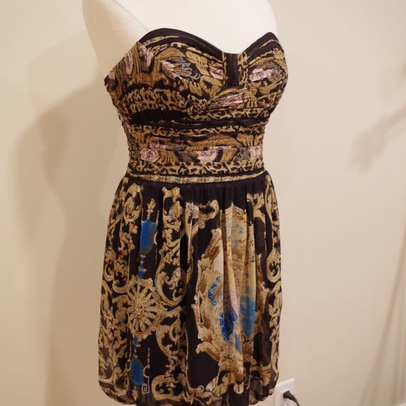 Bebe Silk Chiffon Bubble Hem Strapless Cocktail Dress- Sz. Med - Picture 3 of 9